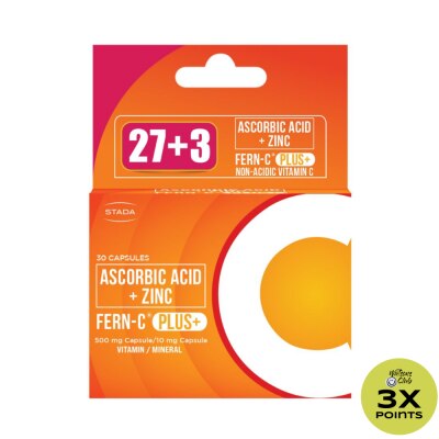 FERN C Plus Ascorbic Acid + Zinc 27+3 Capsules