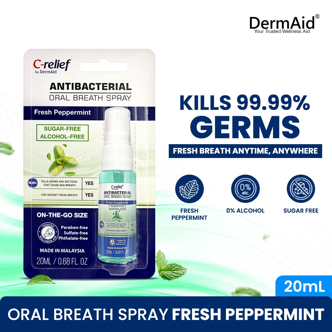 DERMAID Antibacterial Oral Breath Spray Fresh Peppermint 20ml