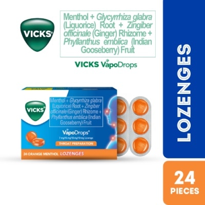 VICKS VapoDrops Lozenges Orange Menthol 24s