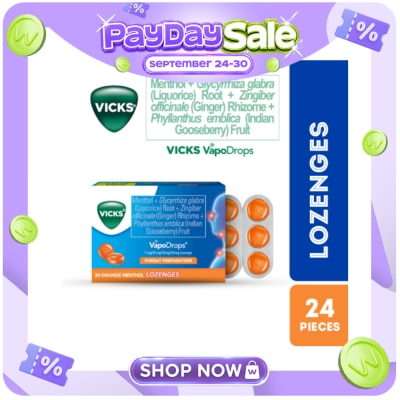 VICKS VICKS VapoDrops Lozenges Orange Menthol 24s image
