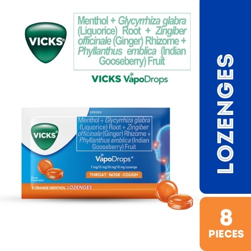 VapoDrops Lozenges Orange Menthol 8s