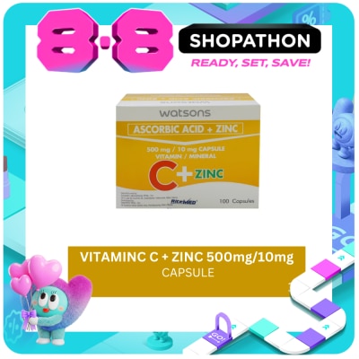 WATSONS GENERICS - Vitamin C + Zinc 500mg 10mg 1 Capsule (sold per piece) image