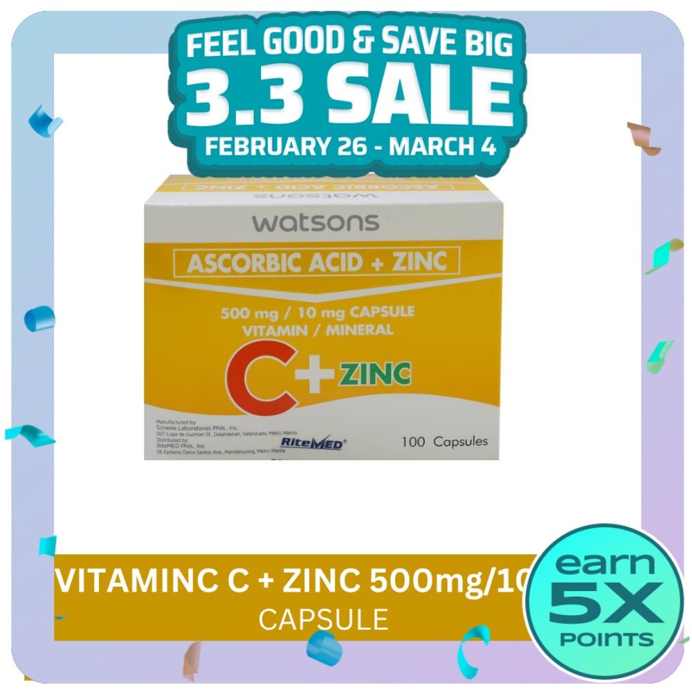 Vitamin C + Zinc 500mg 10mg 1 Capsule (sold per piece)
