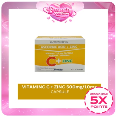WATSONS GENERICS - Vitamin C + Zinc 500mg 10mg 1 Capsule (sold per piece)