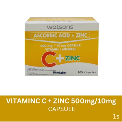 WATSONS GENERICS Vitamin C + Zinc 500mg 10mg 1 Capsule (sold per piece)