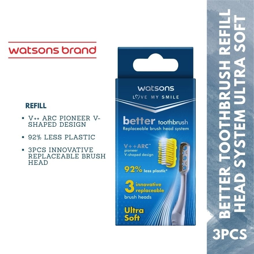 WATSONS Love My Smile Better Toothbrush Replaceable Brush Head Ultra Soft 3s
