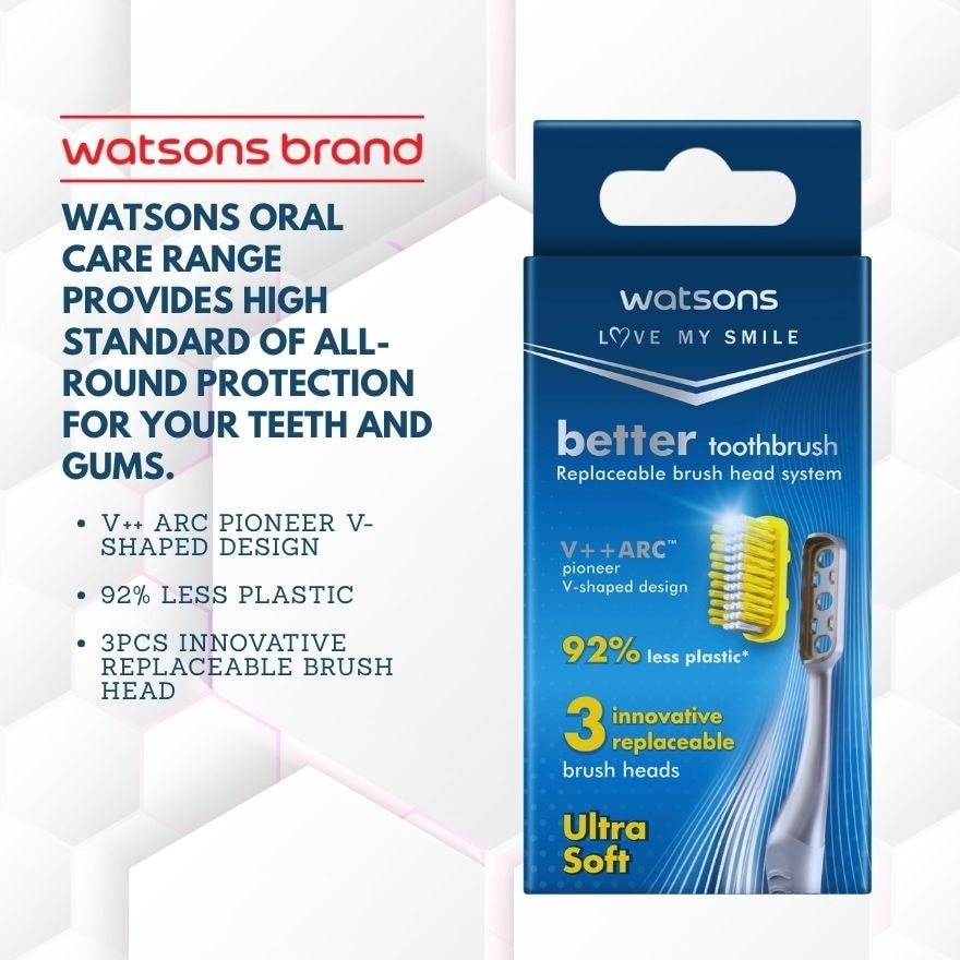WATSONS Love My Smile Better Toothbrush Replaceable Brush Head Ultra Soft 3s