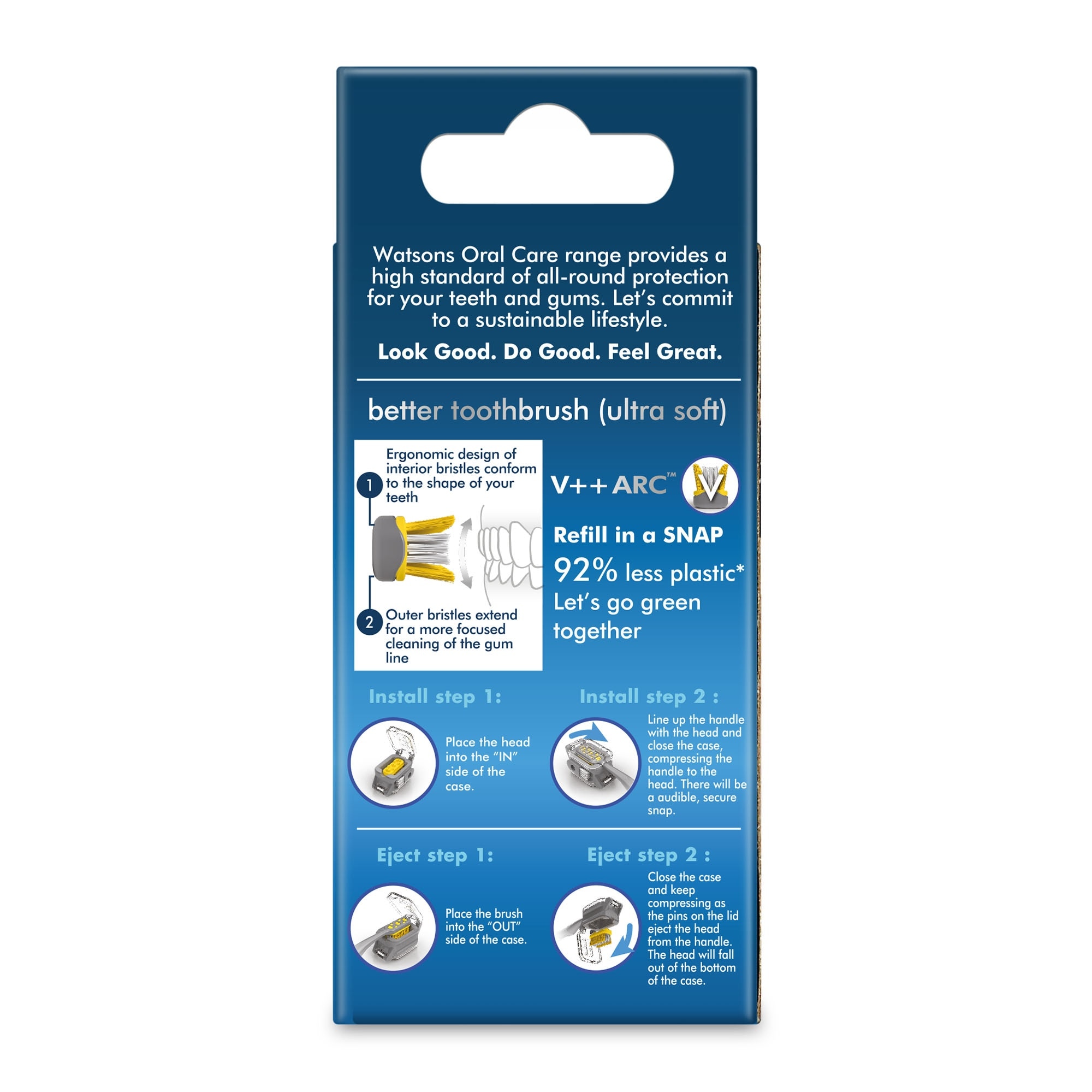 WATSONS Love My Smile Better Toothbrush Replaceable Brush Head Ultra Soft 3s