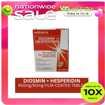 WATSONS GENERICS - WATSONS Diosmin Hesperdn 450mg 50mg 1 Film Coated Tablet