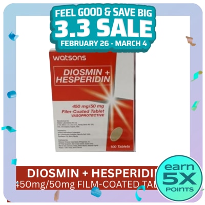 WATSONS GENERICS WATSONS Diosmin Hesperdn 450mg 50mg 1 Film Coated Tablet
