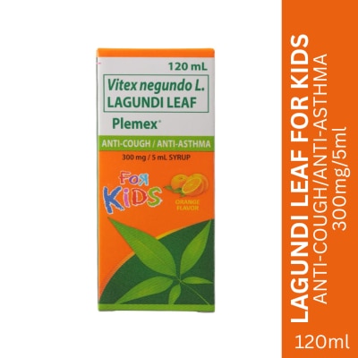 PLEMEX Vitex Negundo L. Lagundi Leaf 300mg/5ml Syrup 120ml