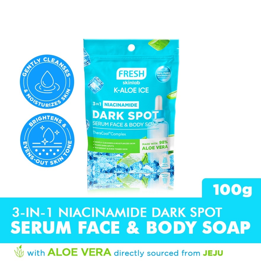 FRESH Skinlab Jeju Aloe Ice Niacinamide Dark Spot Serum Face & Body Soap 100g