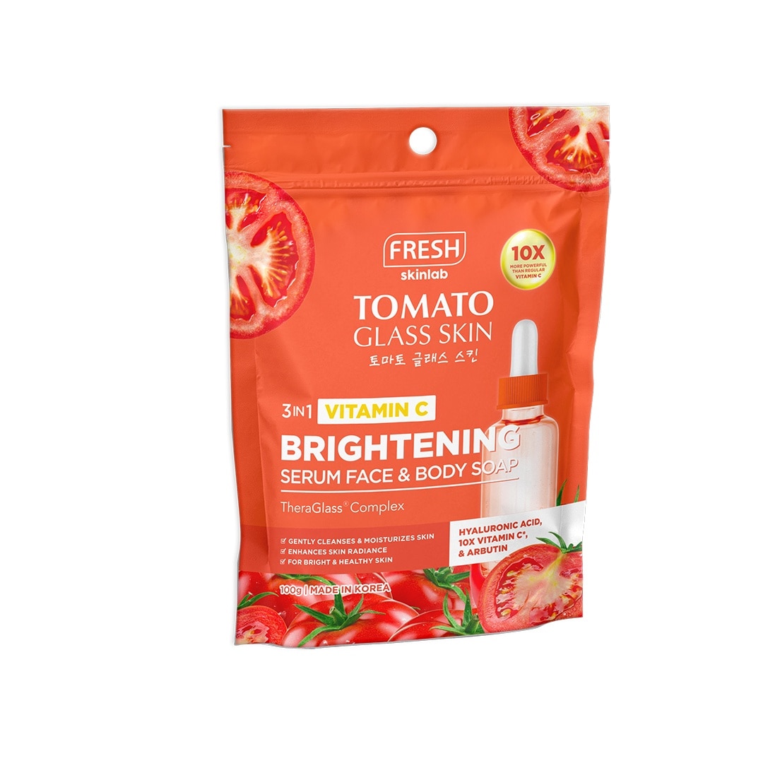 FRESH Skinlab Tomato Glass Skin 3 in 1 Vitamin C Brightening Serum Face & Body Soap 100g