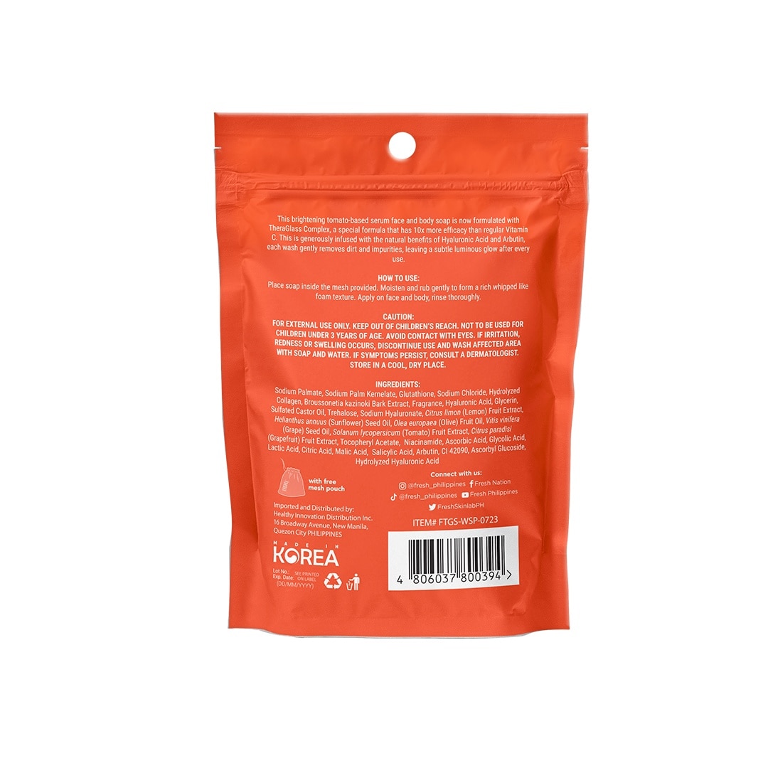 FRESH Skinlab Tomato Glass Skin 3 in 1 Vitamin C Brightening Serum Face & Body Soap 100g