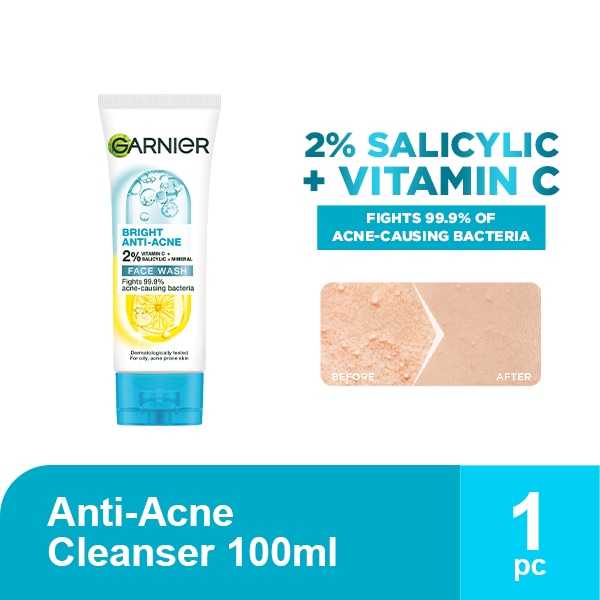 GARNIER Bright Complete Anti Acne 3 in 1 Cleanser 100ml image