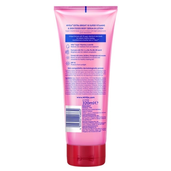 Extra Bright 10 Super Vitamins & Skin Food Serum in Lotion 320ml