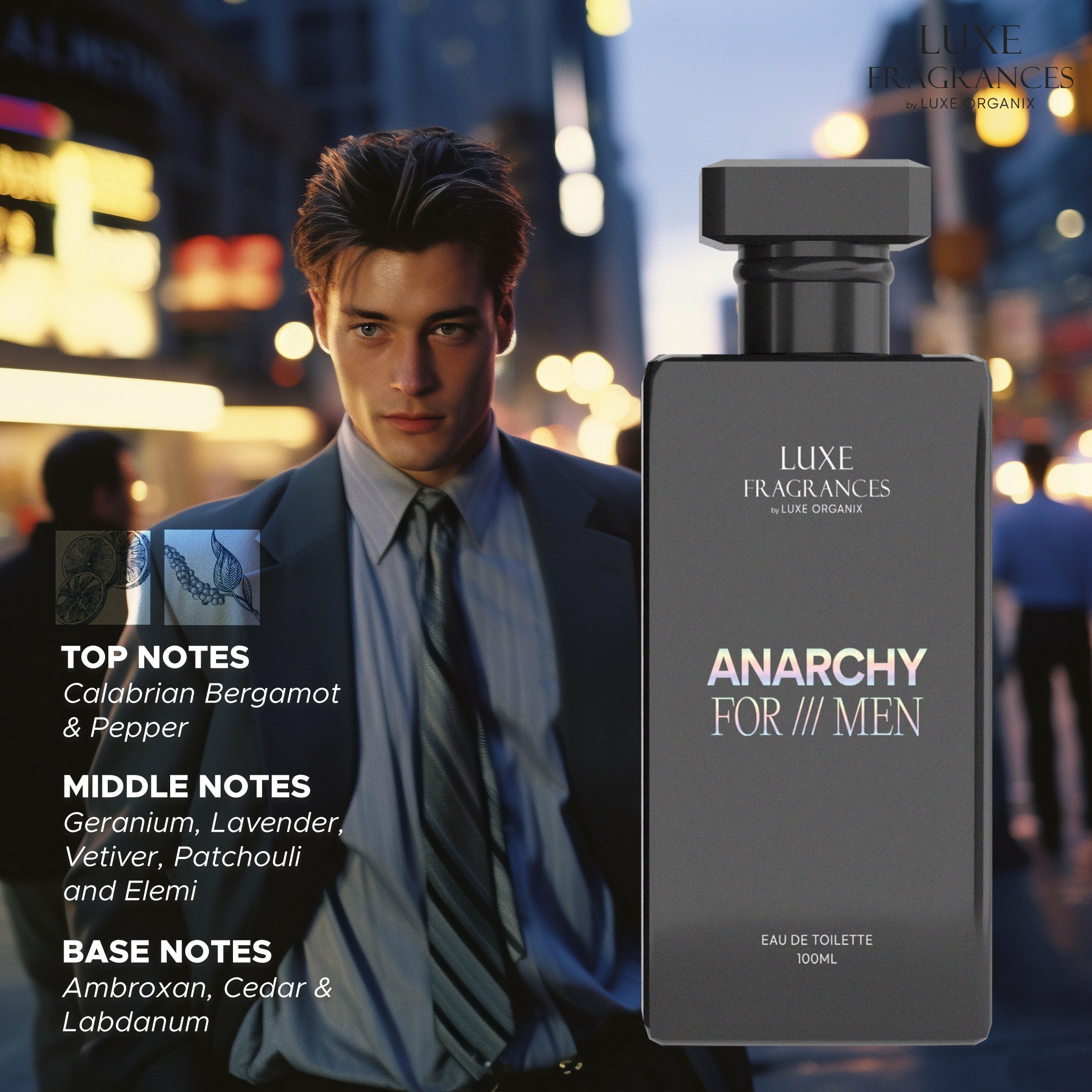 LUXE ORGANIX Fragrances Anarchy for Men Eau de Toilette 100ml