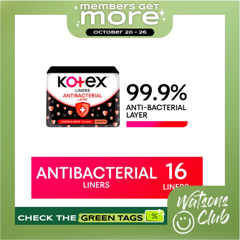 KOTEX Antibac Longer + Wider Antibac Liners 16s image