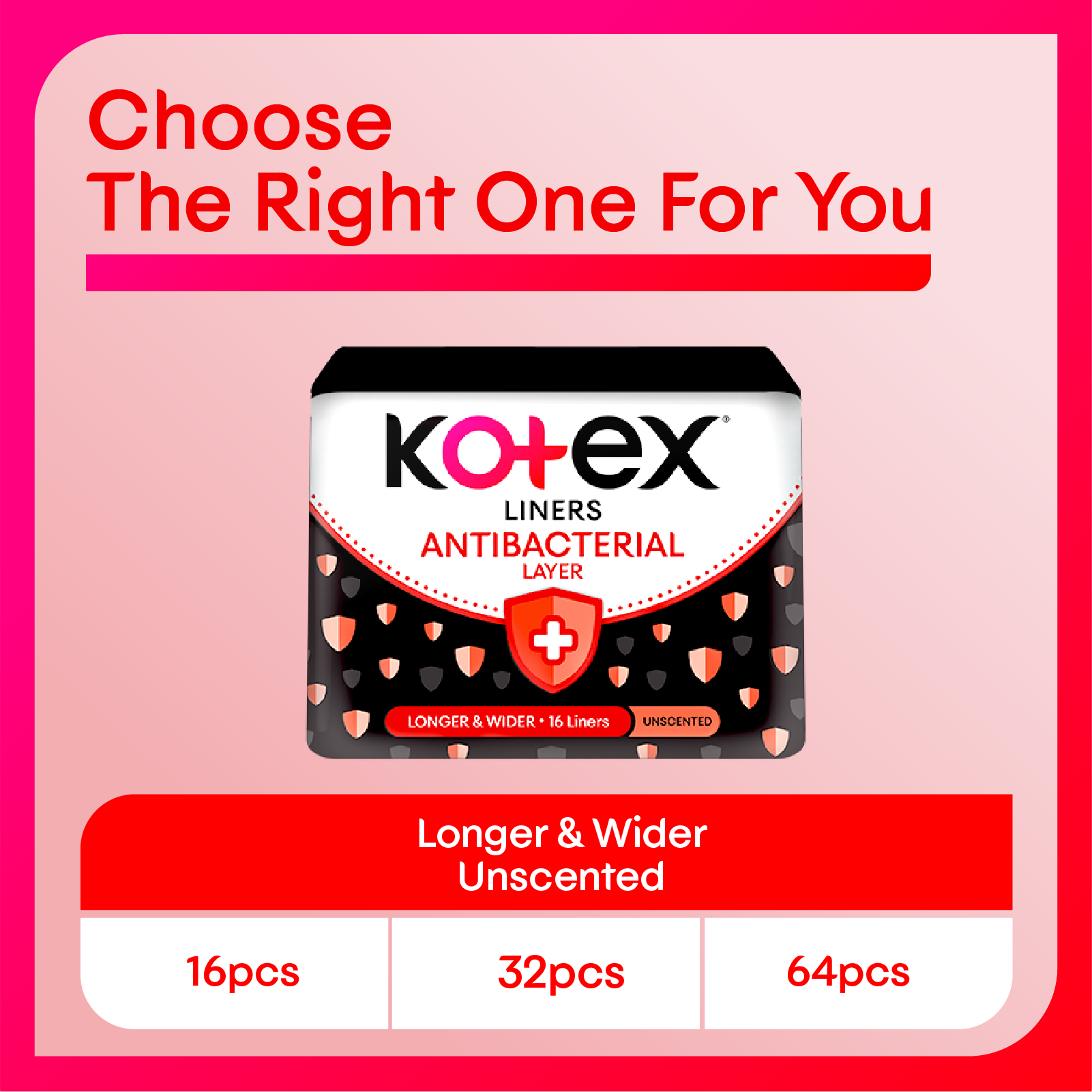 KOTEX Antibac Longer + Wider Antibac Liners 16s