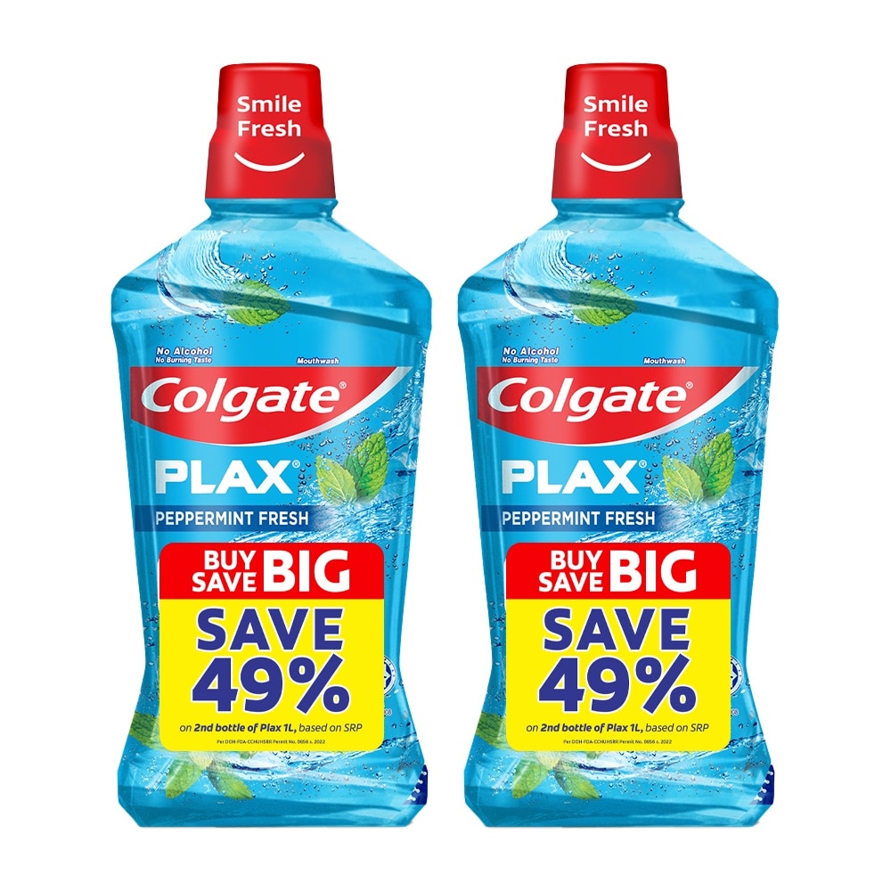 Colgate Plax Peppermint Mouthwash 1Lx2 Value Pack