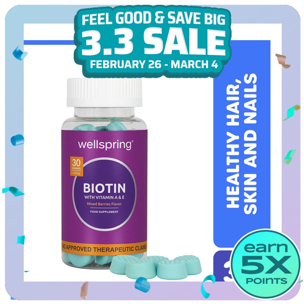WELLSPRING Biotin With Vitamin A & E Gummies 30s