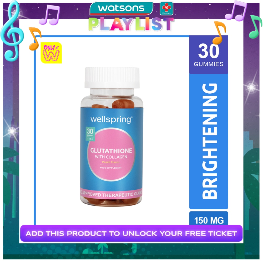 WELLSPRING Glutathione With Collagen Peach Flavor Gummies 30s