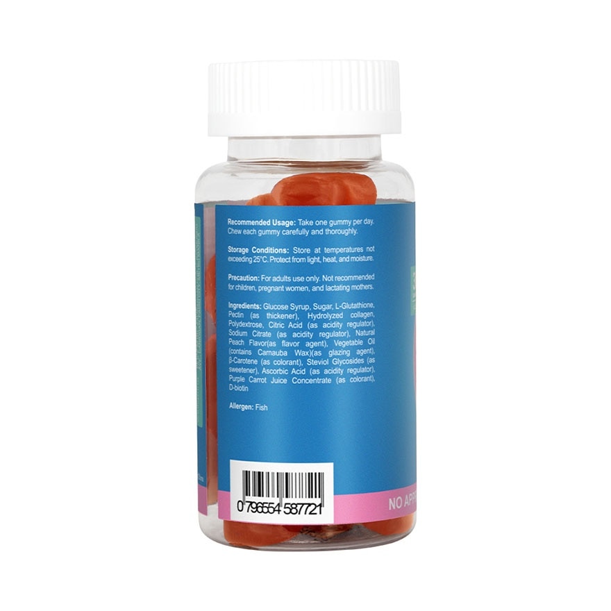 WELLSPRING Glutathione With Collagen Peach Flavor Gummies 30s