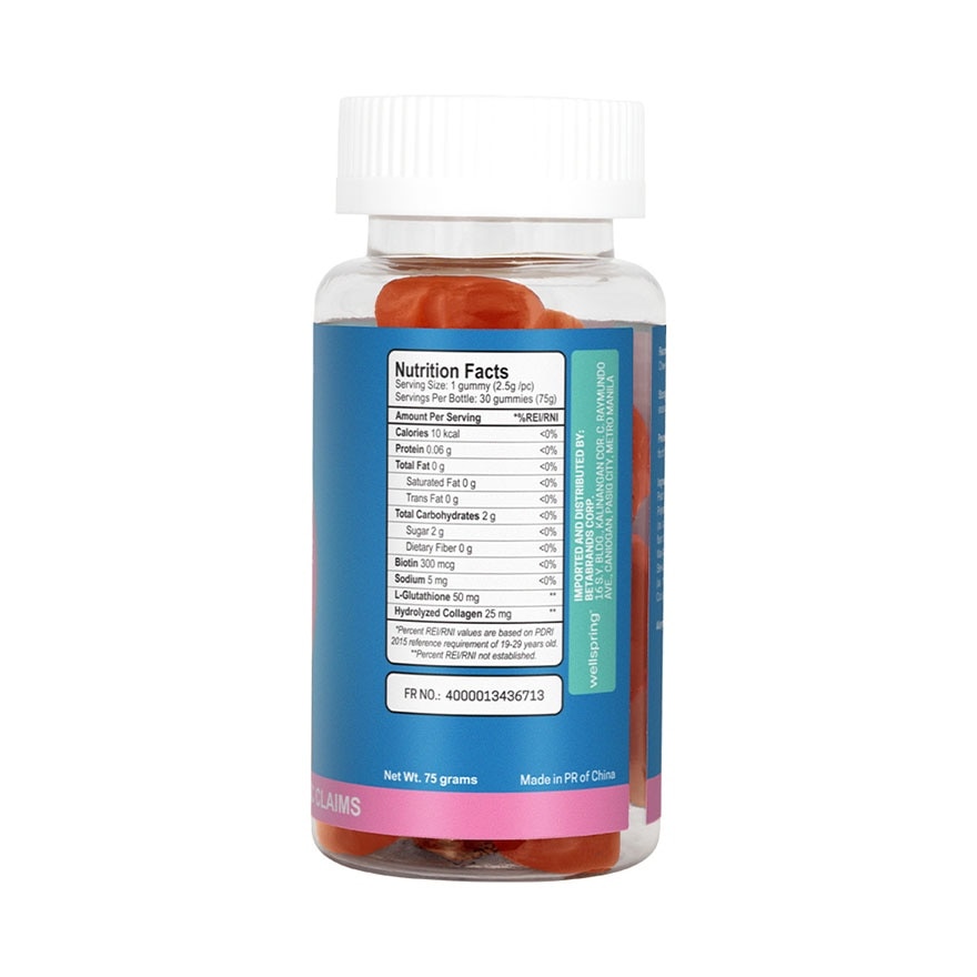 WELLSPRING Glutathione With Collagen Peach Flavor Gummies 30s