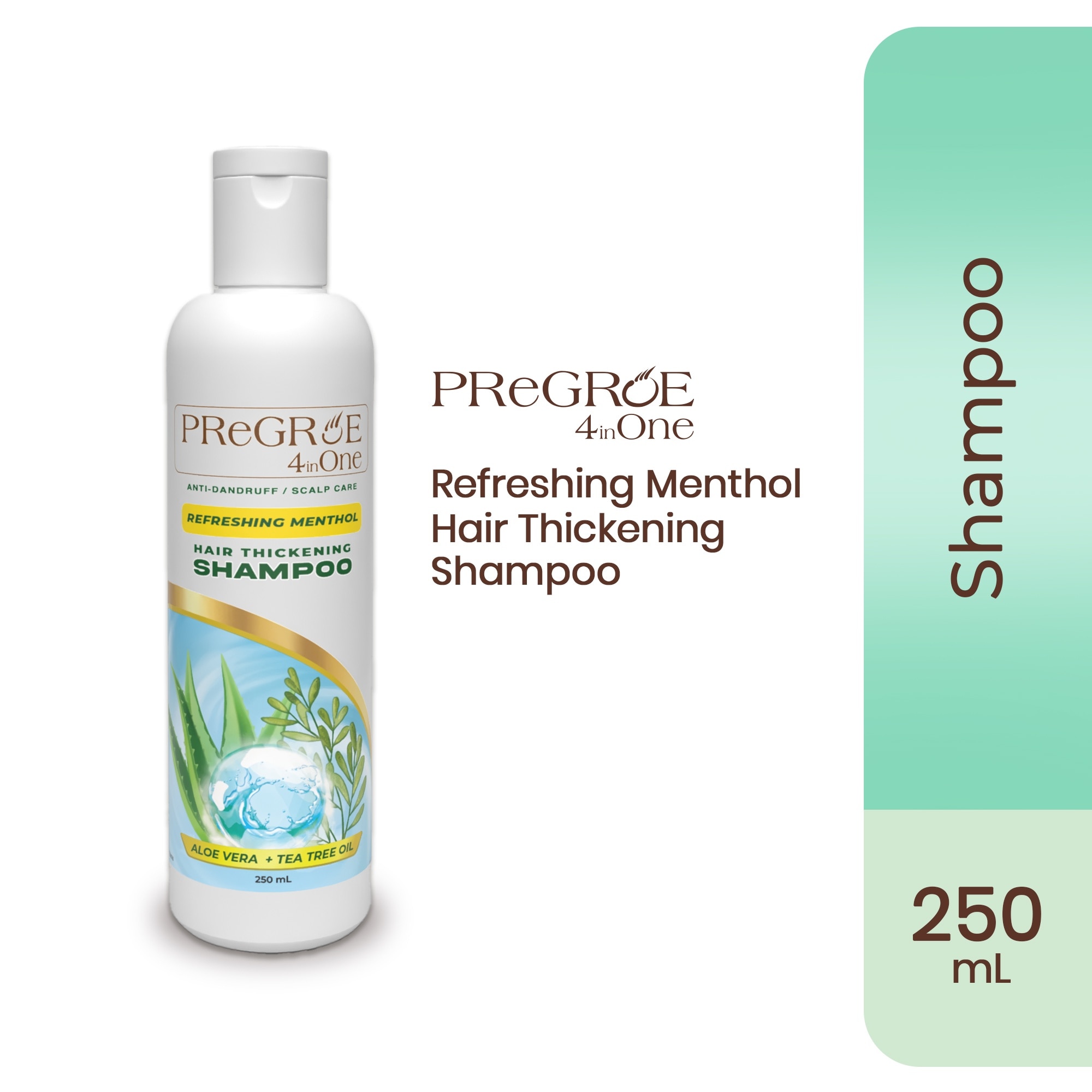 Pregroe Menthol 4in1 Hair Tickening and Anti dandruff Shampoo 250ml image
