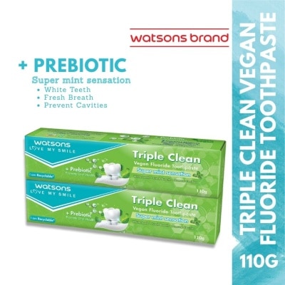 WATSONS WATSONS Triple Clean Vegan Fluoride Toothpaste 100g 2s