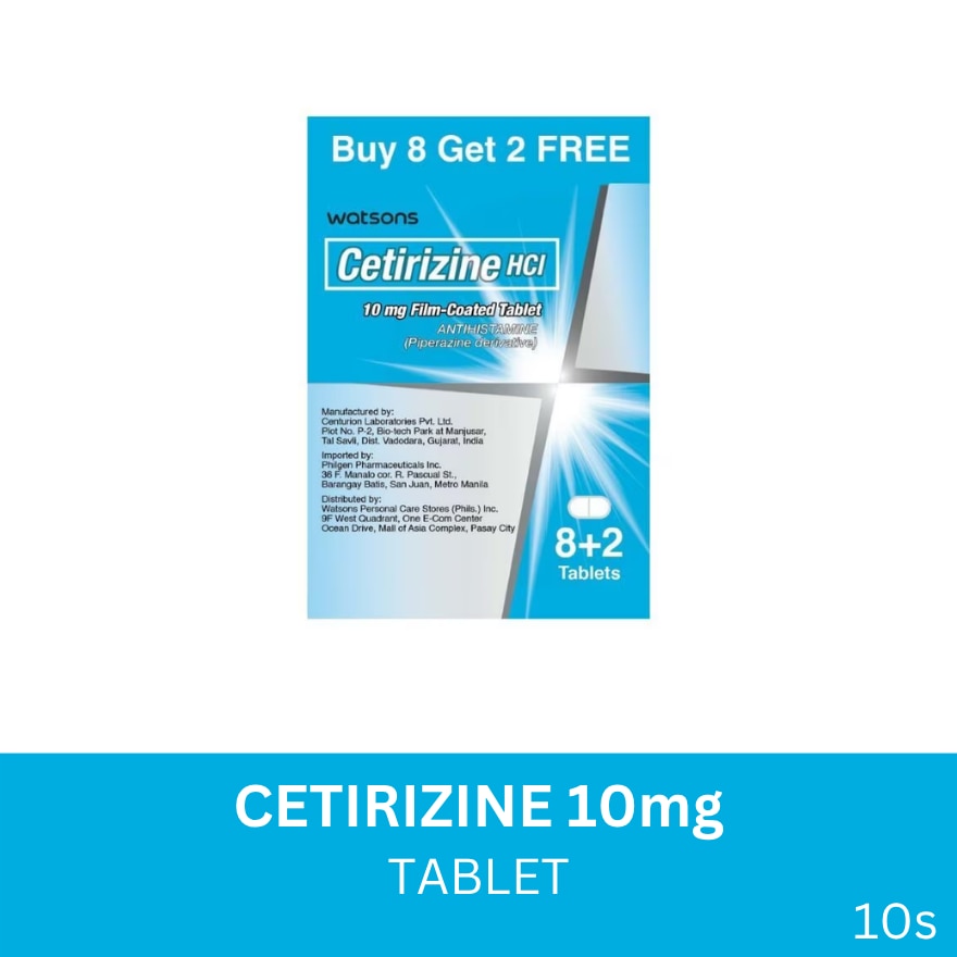 WATSONS Cetirizine 10mg 8+2 Capsules