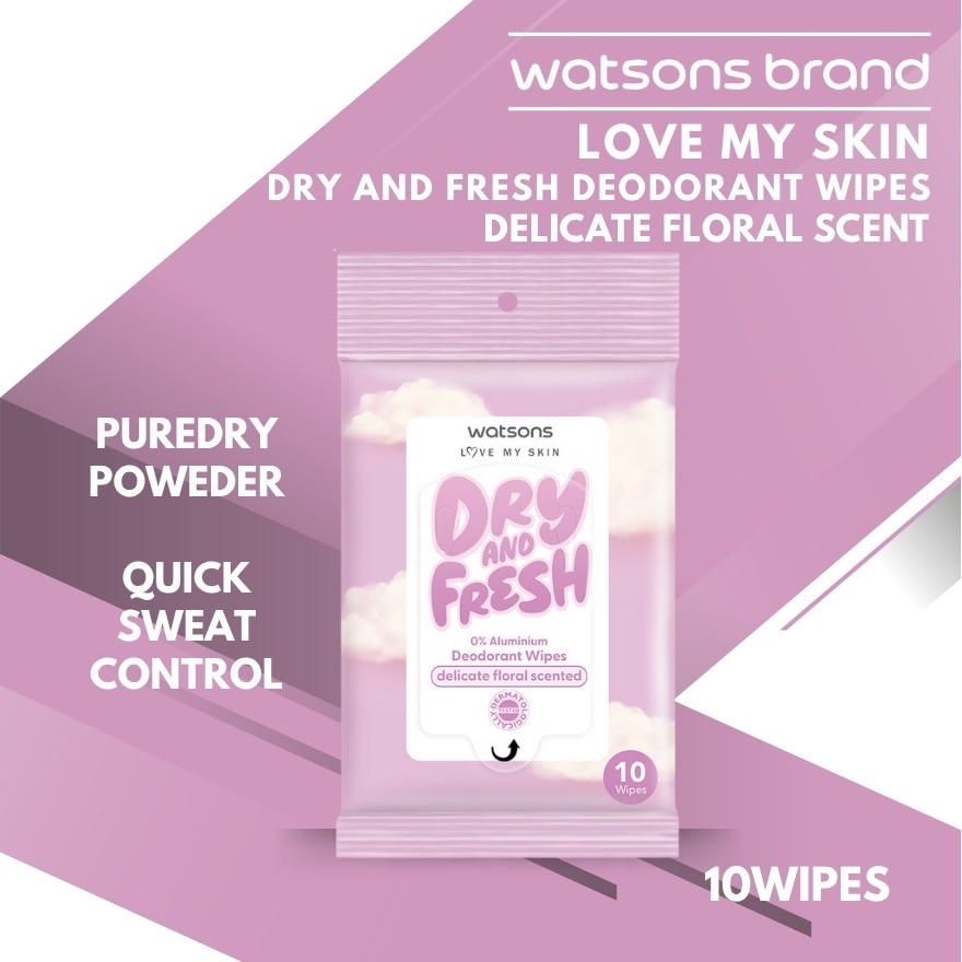 WATSONS Dry and Fresh Deodorant Wipes Floral Scented 10s