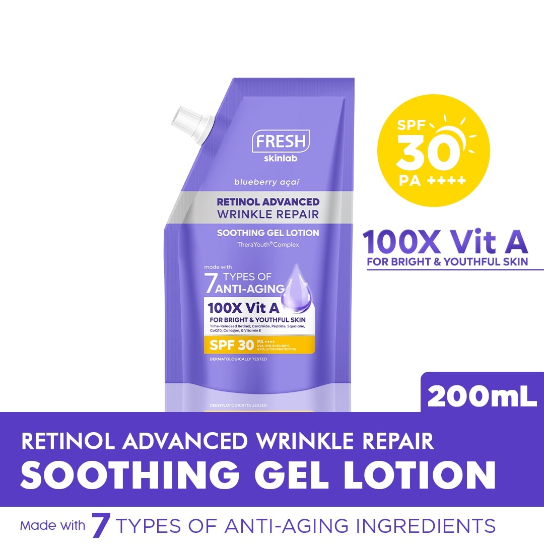 FRESH Skinlab Blueberry Acai Retinol Advance Wrinkle Repair Soothing Gel Lotion SPF 30 200ml