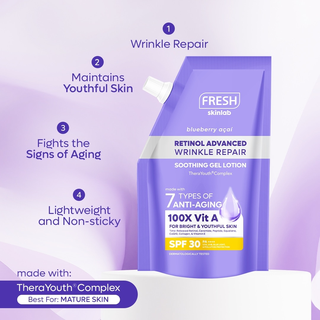 FRESH Skinlab Blueberry Acai Retinol Advance Wrinkle Repair Soothing Gel Lotion SPF 30 200ml