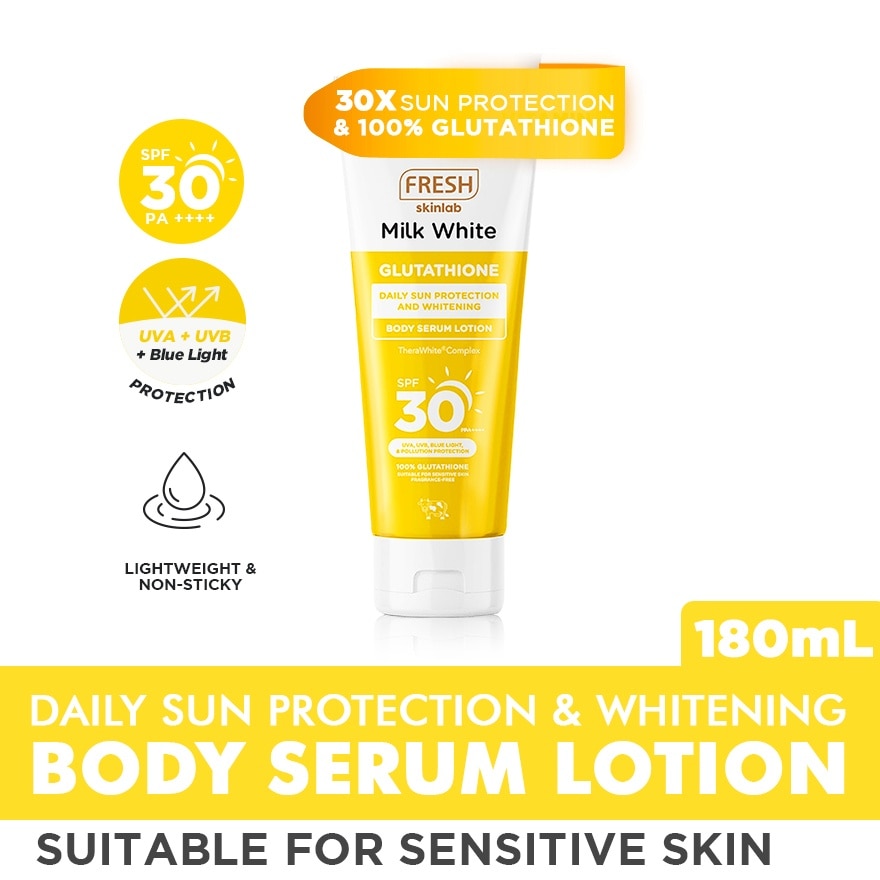 FRESH Skinlab Milk White Glutathione Body Serum Lotion SPF 30 180ml