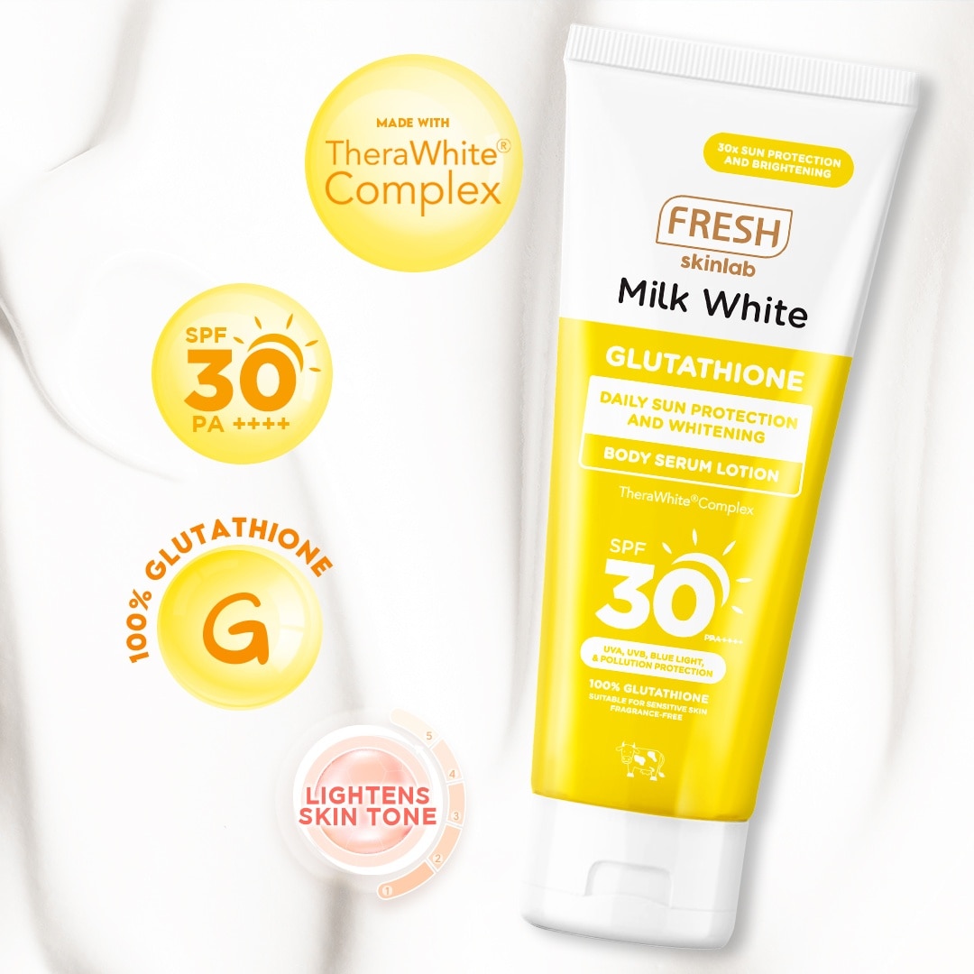 FRESH Skinlab Milk White Glutathione Body Serum Lotion SPF 30 180ml
