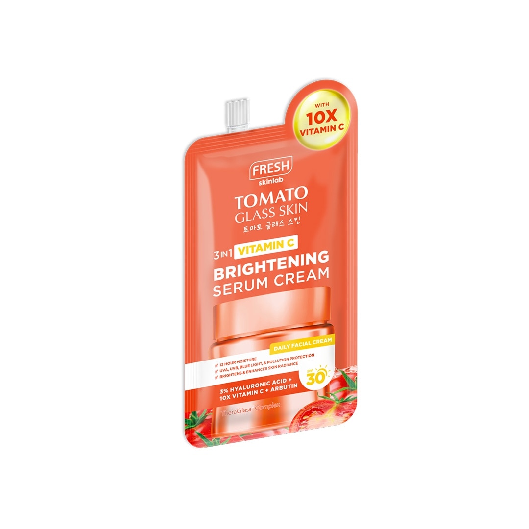 FRESH Skinlab Tomato Glass Skin 3 in 1 Vitamin C Brightening Serum Cream SPF 30 10ml