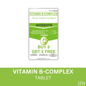 WATSONS GENERICS Vitamin B-Complex 100mg/ 5mg/ 50mcg Tablet 8 + 2 Pack
