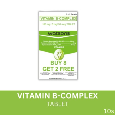 WATSONS GENERICS - WATSONS GENERICS Vitamin B-Complex 100mg/ 5mg/ 50mcg Tablet 8 + 2 Pack