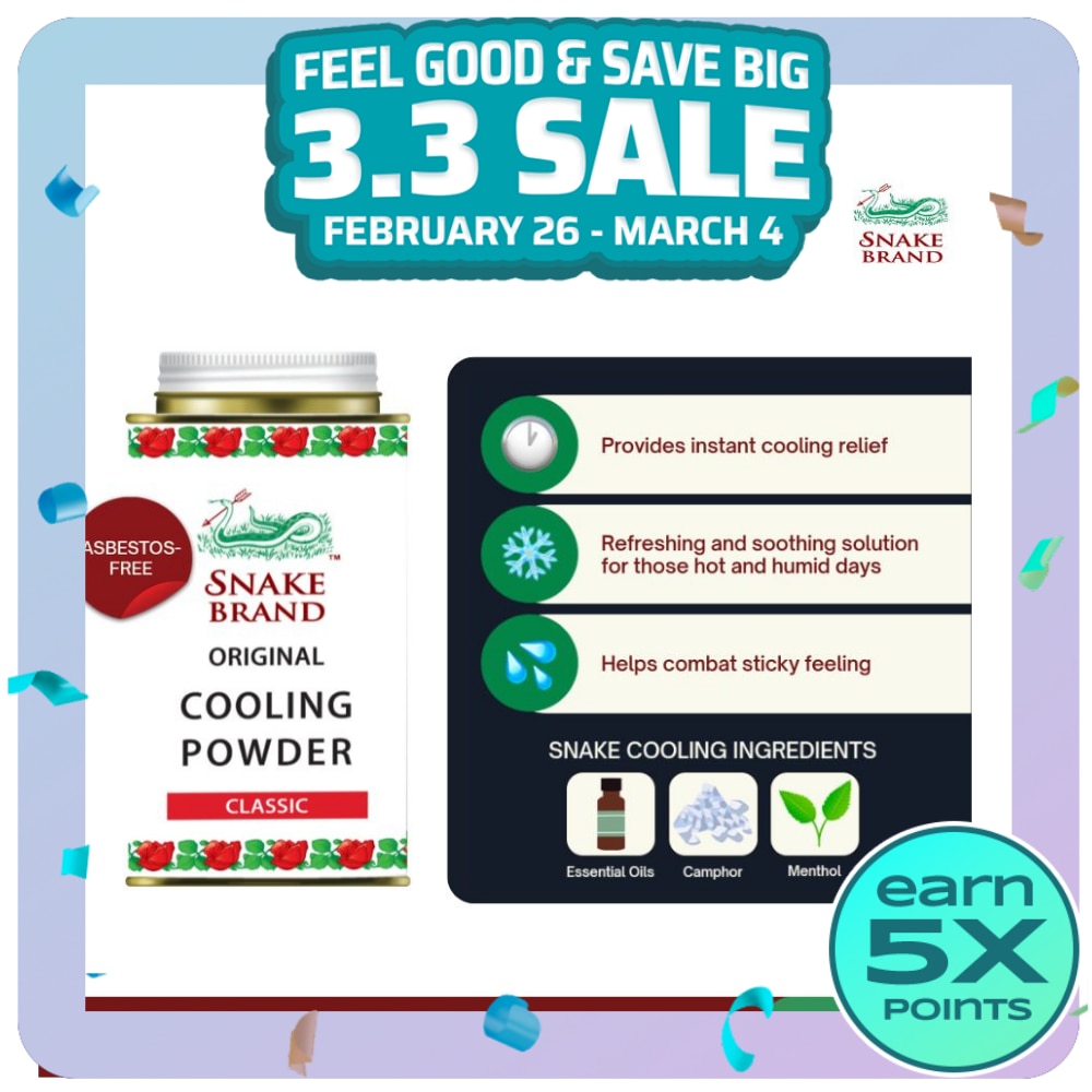 SNAKE BRAND Prickly Heat Original Cooling Powder Classic 140g