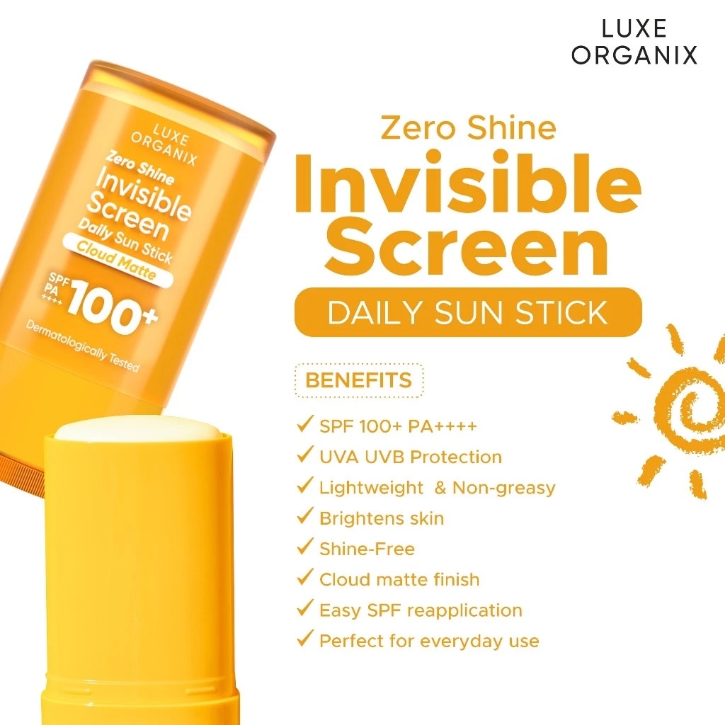 LUXE ORGANIX Zero Shine Invisible Screen Daily Sun Stick SPF100 17g