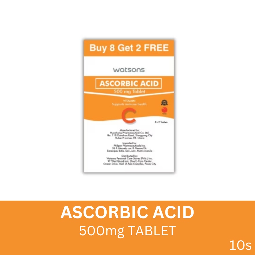 WATSONS Ascorbic Acid 500mg 8+2 Capsules