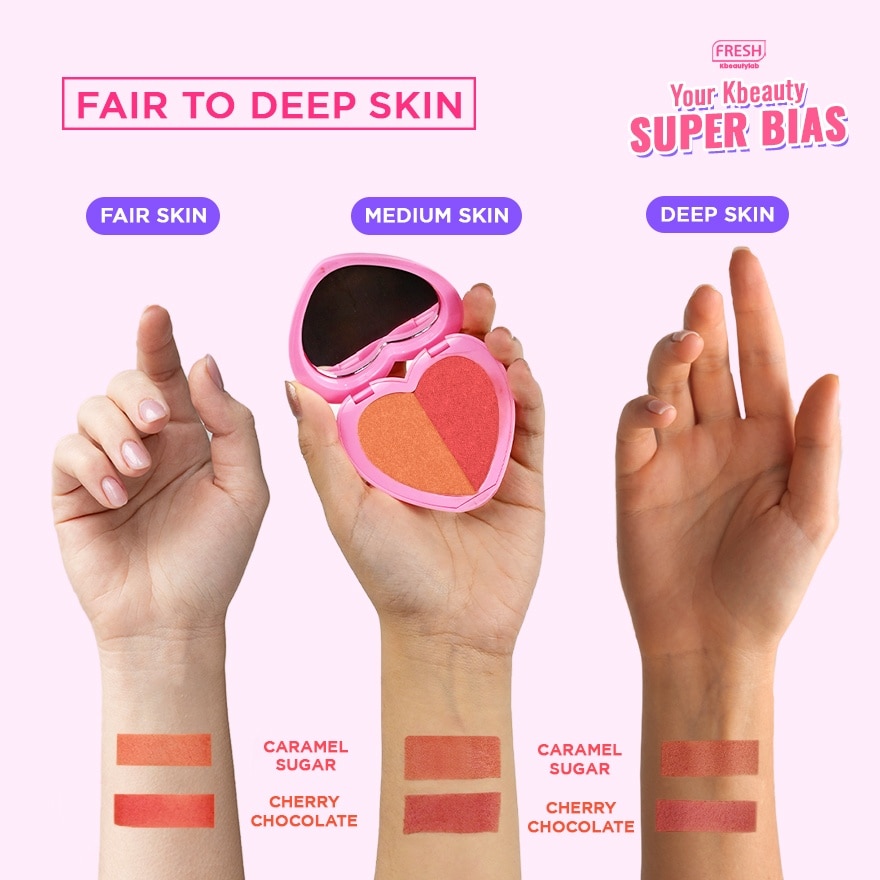 FRESH Kbeautylab Blush Bomb Powder Duo Cherry Chocolate & Caramel Sugar 3.5g