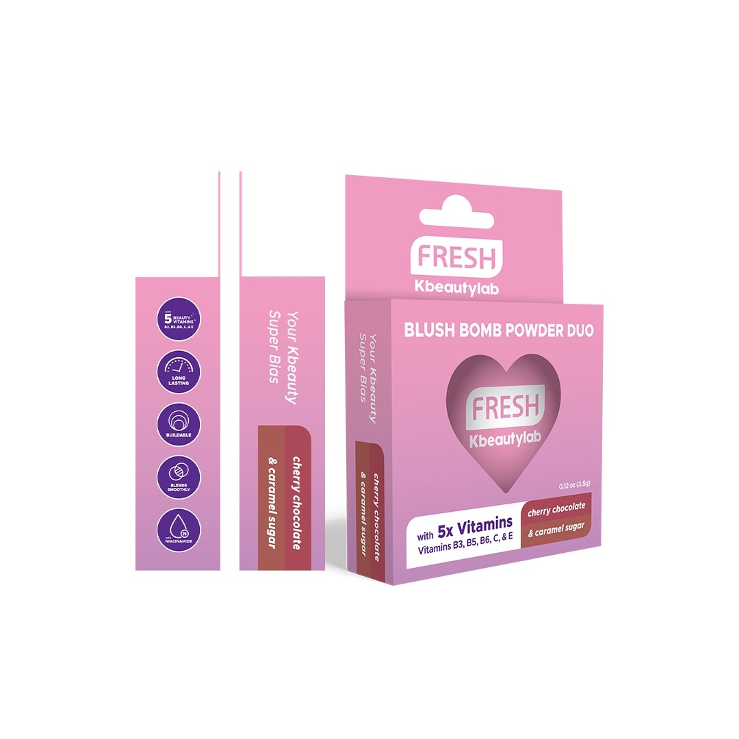 FRESH Kbeautylab Blush Bomb Powder Duo Cherry Chocolate & Caramel Sugar 3.5g