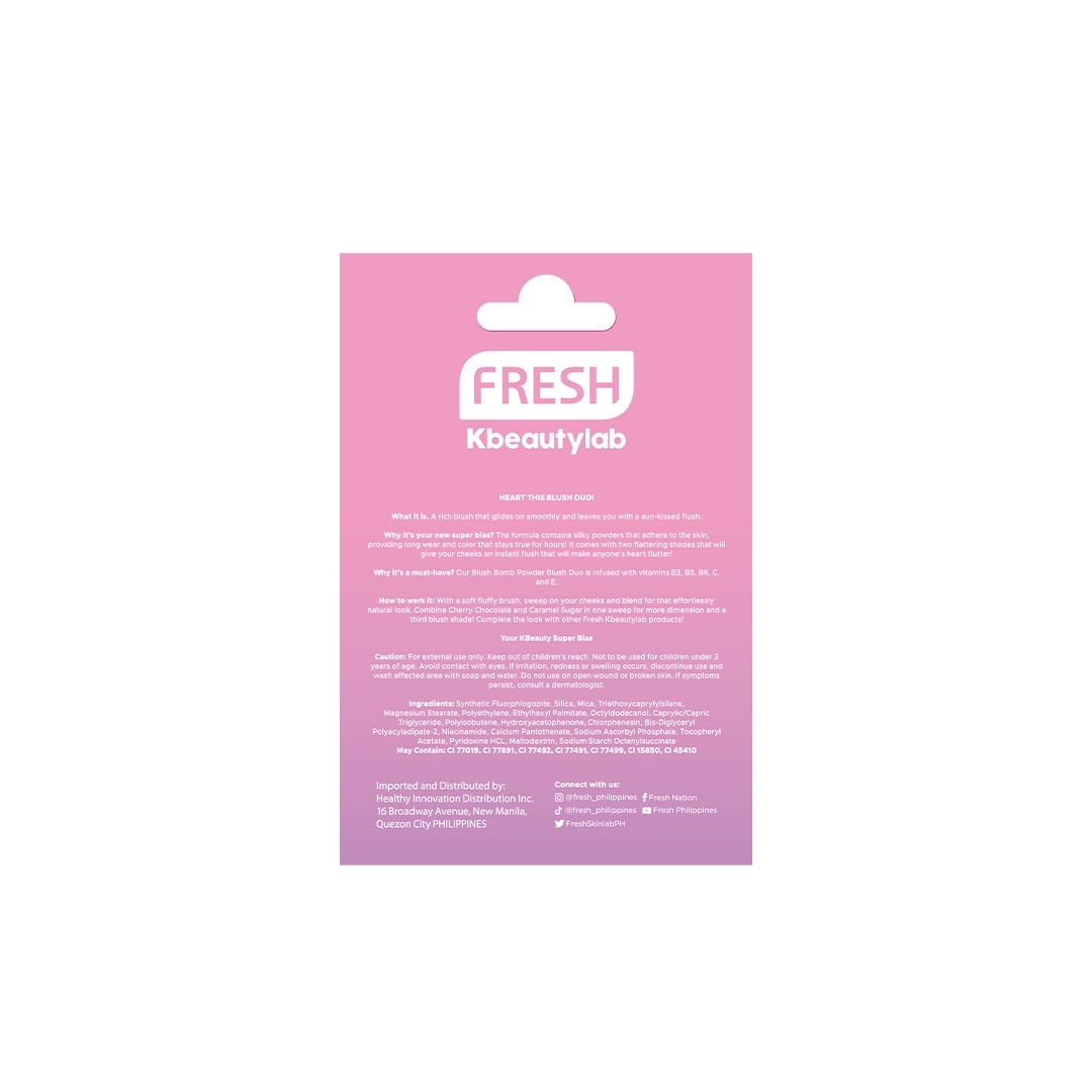 FRESH Kbeautylab Blush Bomb Powder Duo Cherry Chocolate & Caramel Sugar 3.5g