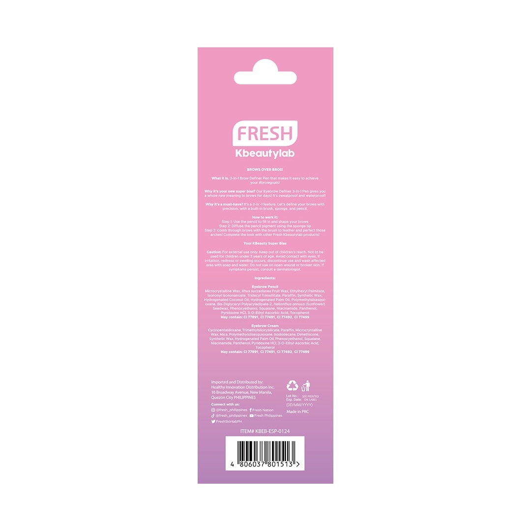 FRESH  Kbeautylab Eyebrow Definer 3 In 1 Pen Espresso 0.3g