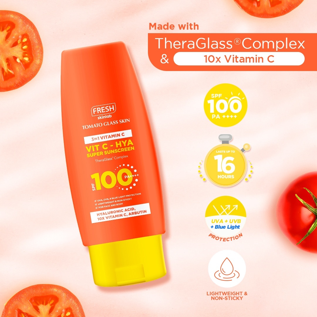 FRESH Skinlab Tomato Glass Skin Vit C- Hya Super Sunscreen SPF 100 100ml
