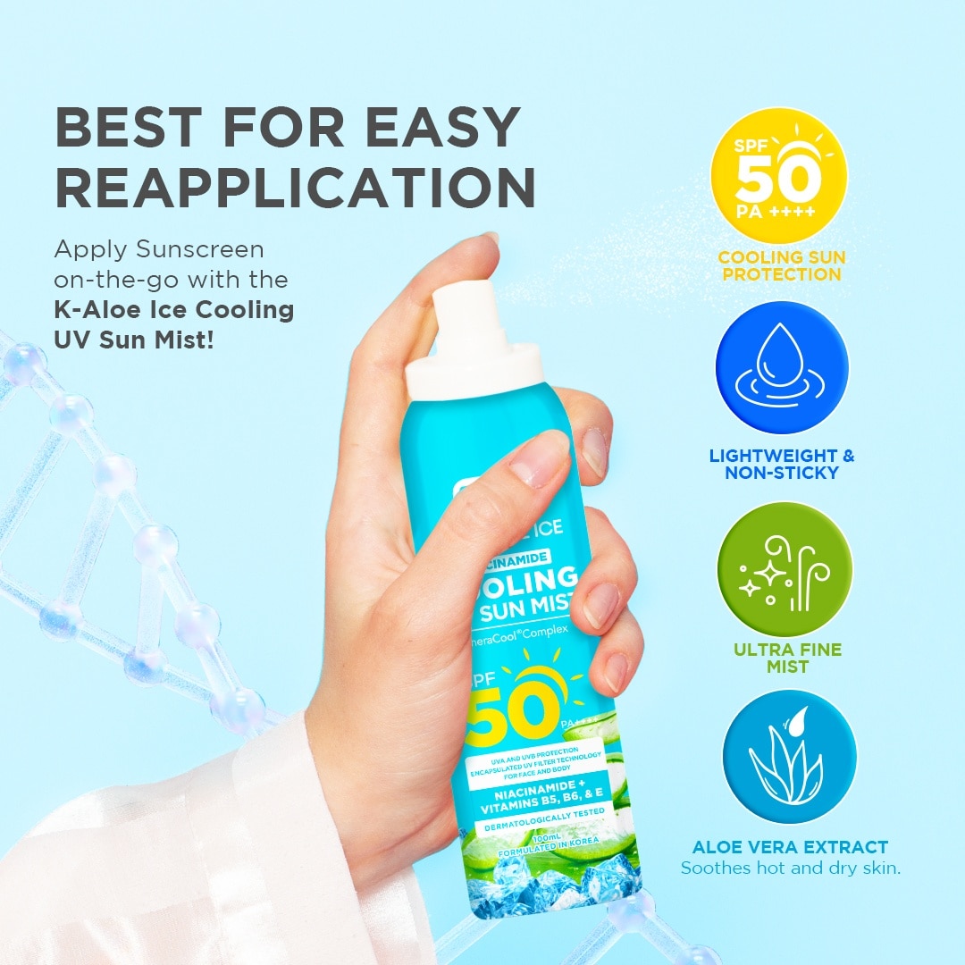 FRESH Skinlab Jeju Aloe Ice 3 in 1 Niacinamide Cooling UV Sun Mist SPF 50 100ml