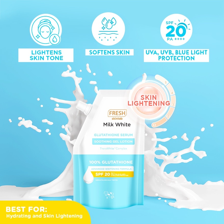 FRESH Skinlab Milk White Glutathione Serum Soothing Gel Lotion SPF 20 200ml