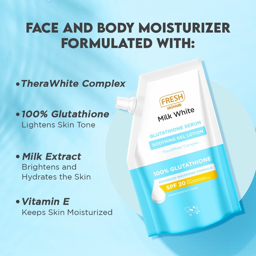 FRESH Skinlab Milk White Glutathione Serum Soothing Gel Lotion SPF 20 200ml